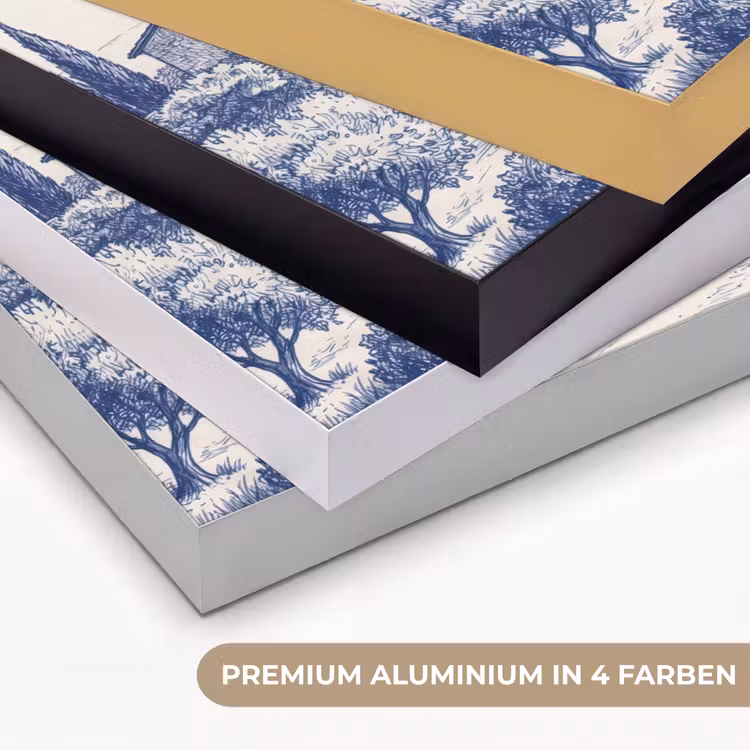 Art Frame - Rustikal - Anwesen - Blau - Rustiek - Landgoed - Blauw Textielframe zwart klein