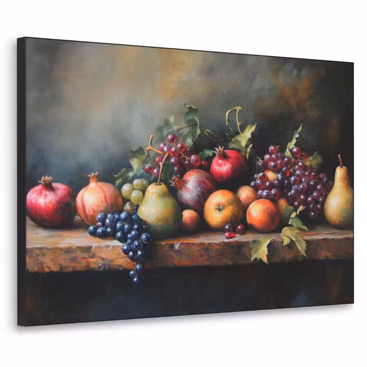 Rustiek - Stilleven - Fruit Textielframe zwart klein -3d