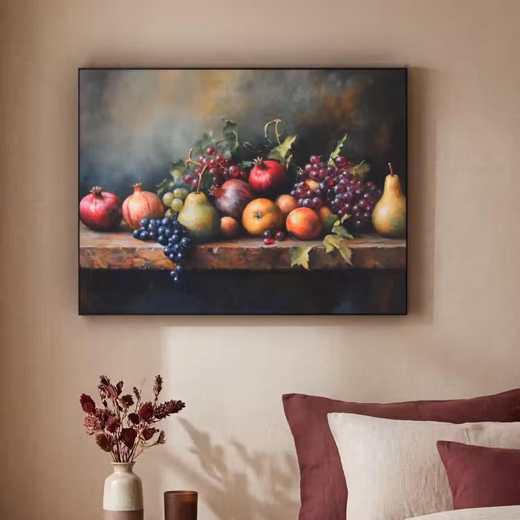 Rustiek - Stilleven - Fruit Textielframe zwart klein -sfeer1