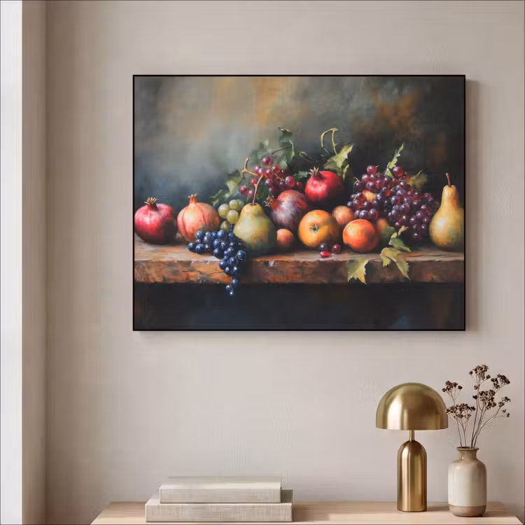 Rustiek - Stilleven - Fruit Textielframe zwart klein -sfeer2