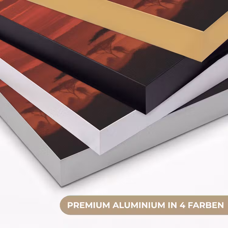 Savanne - Olifanten - Zonsondergang Textielframe zwart klein -USP_kleurenDE