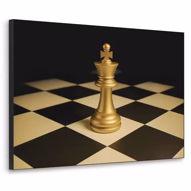Schaakstuk - Koning - Schaakbord - Geblokt Textielframe - compleet frame klein -3d