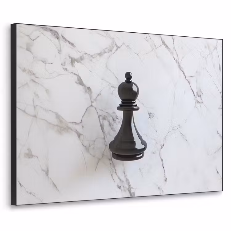 Schaakstuk - Loper - Zwart - Marmer Textielframe - compleet frame klein -3d