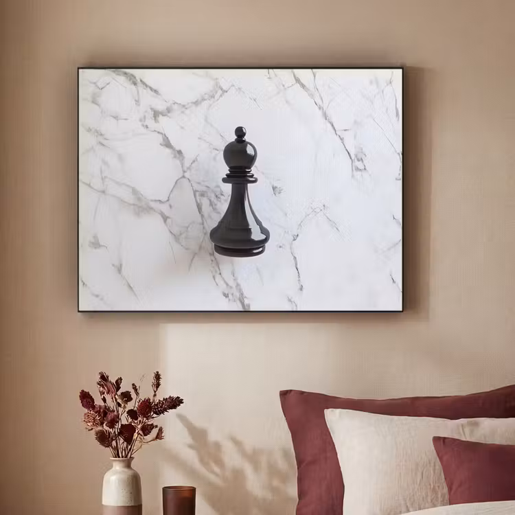Schaakstuk - Loper - Zwart - Marmer Textielframe - compleet frame klein -sfeer1