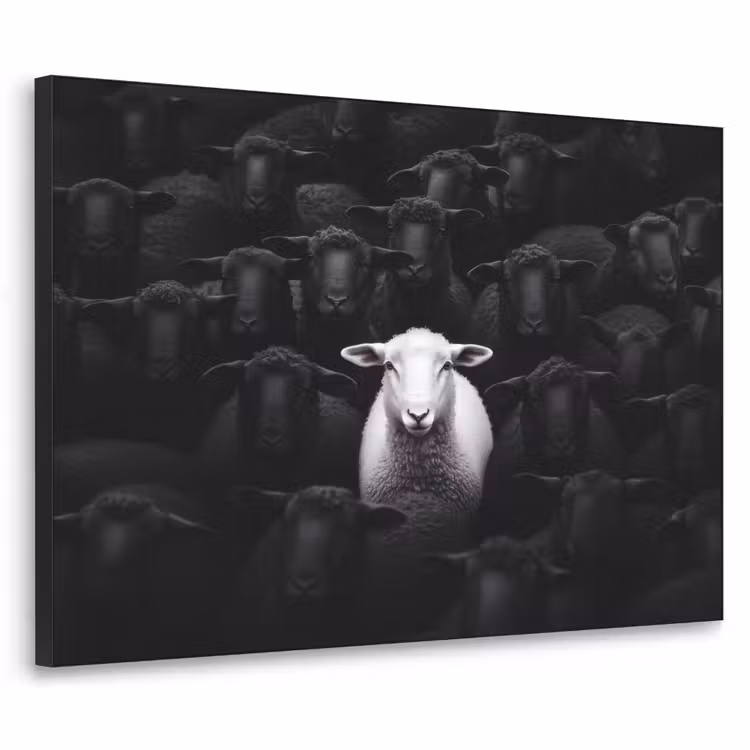 Schapen - Wit - Duisternis Textielframe zwart klein -3d