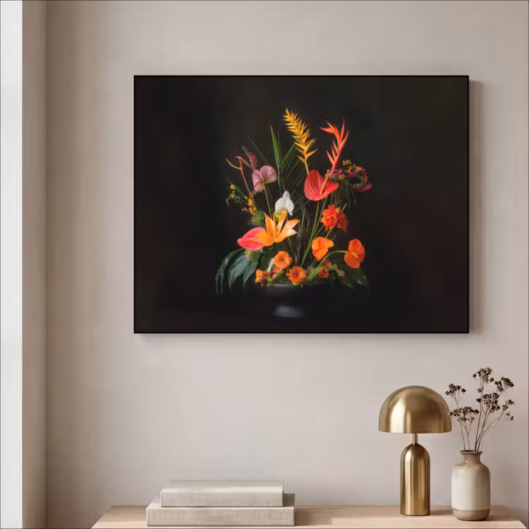 Schaal - Boeket - Bloemen Textielframe zwart klein -sfeer2