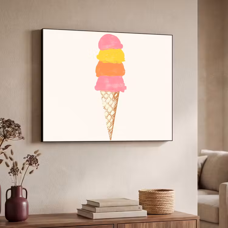 Schepijs - Hoorntje - Illustratie - Minimalistisch Textielframe - compleet frame klein -sfeer3