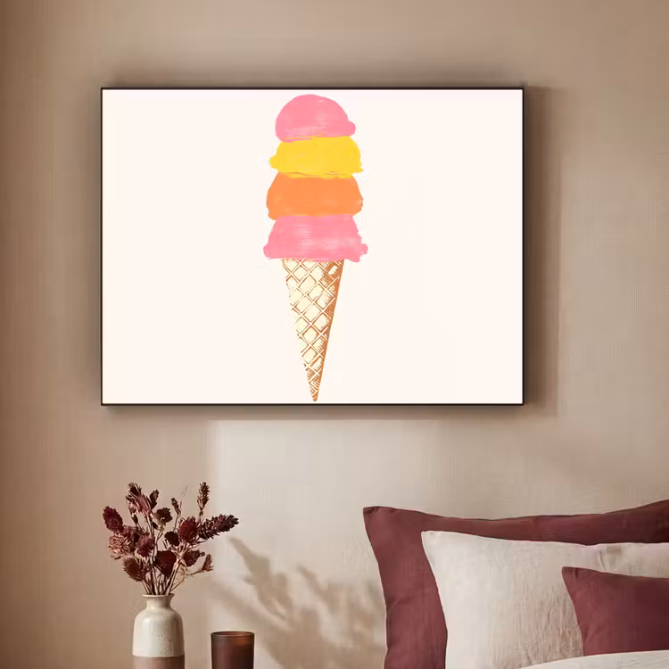 Schepijs - Hoorntje - Illustratie - Minimalistisch Textielframe zwart klein -sfeer1