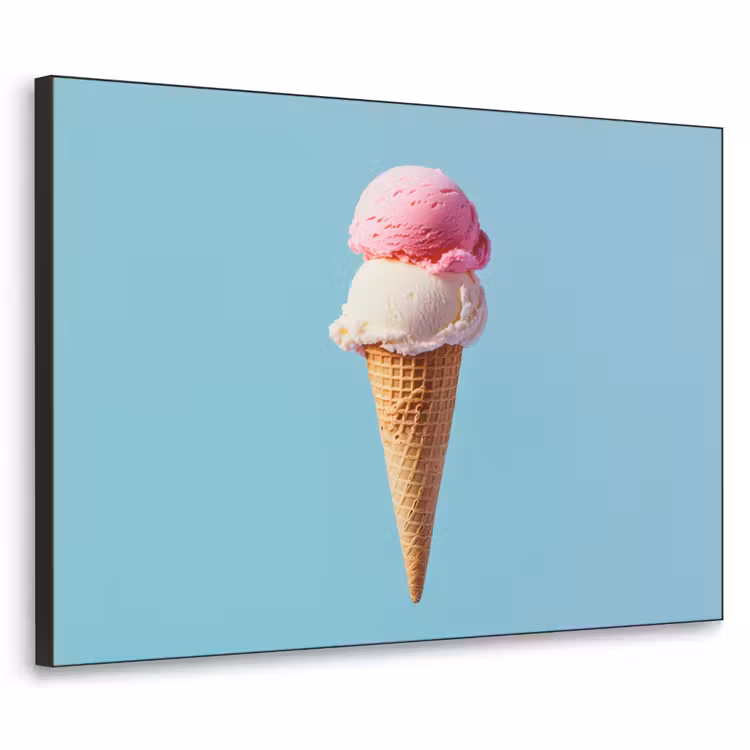 Bolletjes - Schepijs - Hoorntje - Blauw Textielframe - compleet frame klein -3d