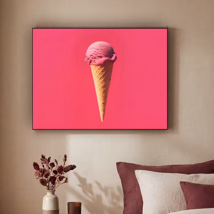 Schepijs - Roze - Hoorntje Textielframe zwart klein -sfeer1