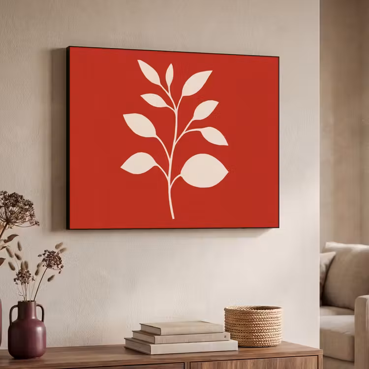 Silhouet - Bladeren - Tak Textielframe zwart klein -sfeer3