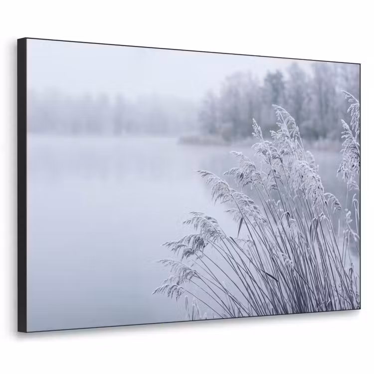 Riet - Bevroren - Winter - Natuur Textielframe zwart klein -3d