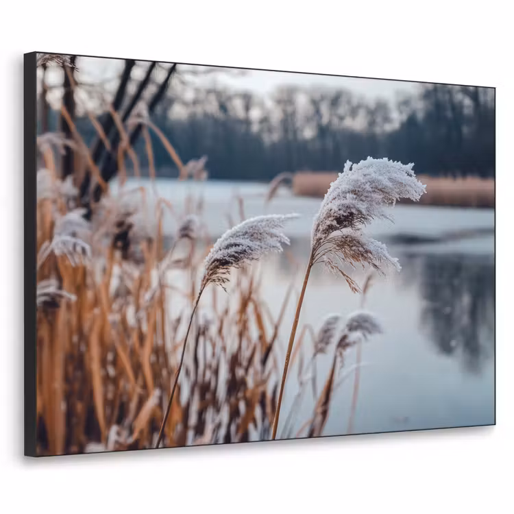 Riet - Gras - Natuur - Winter - Meer Textielframe zwart klein -3d