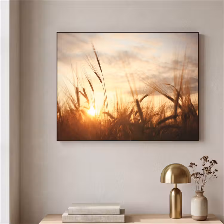 Riet - Gras - Zonsondergang - Natuur - Horizon Textielframe zwart klein -sfeer2