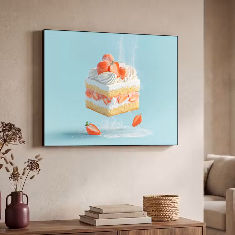 Slagroom - Taart - Blauw - Eten Textielframe zwart klein -sfeer3