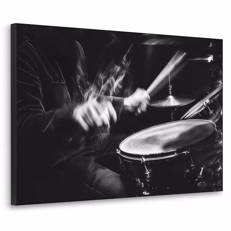 Drummer - Zwart - Drumstel Textielframe zwart klein -3d