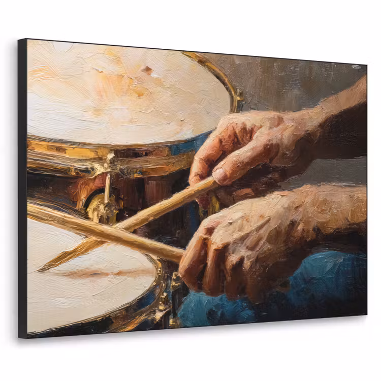 Drumstokken - Olieverf - Man Textielframe zwart klein -3d