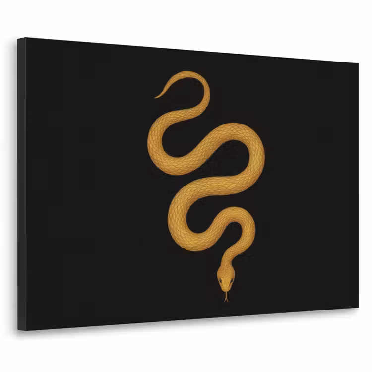 Slang - Minimalistisch - Goud Textielframe zwart klein -3d