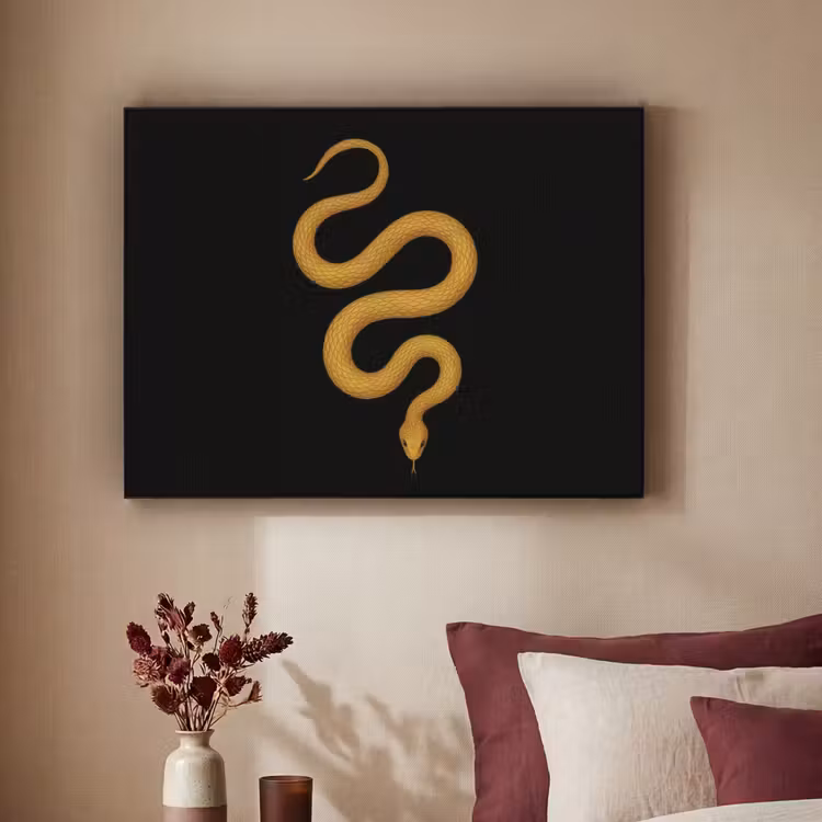 Slang - Minimalistisch - Goud Textielframe zwart klein -sfeer1