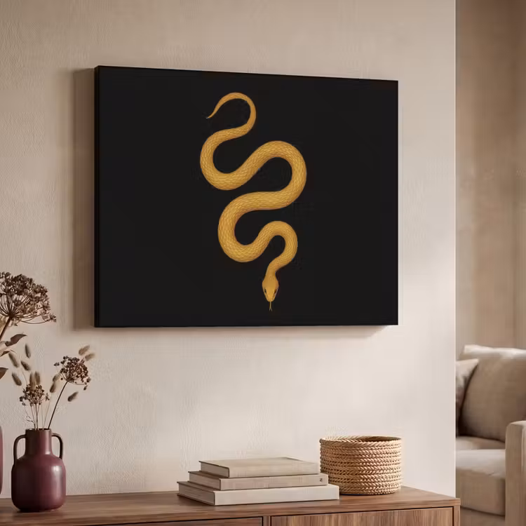 Slang - Minimalistisch - Goud Textielframe zwart klein -sfeer3