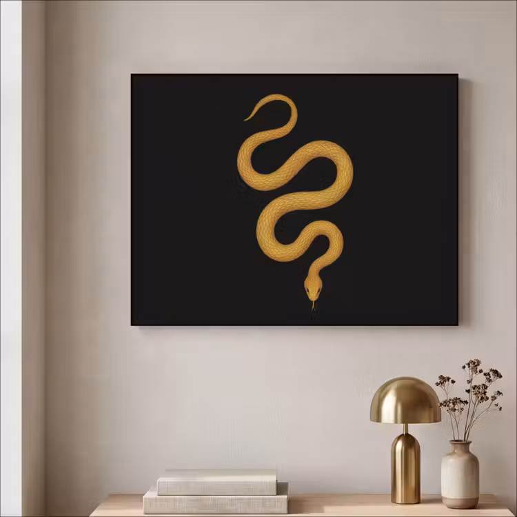 Slang - Minimalistisch - Goud Textielframe zwart klein -sfeer2
