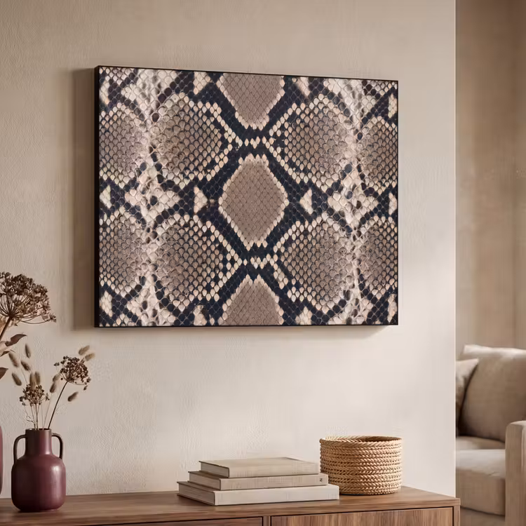 Slangenprint - Python - Bruin Textielframe zwart klein -sfeer3