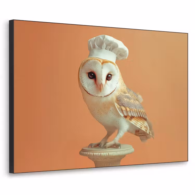 Kerkuil - Koksmuts - Oranje - Vogel Textielframe zwart klein -3d