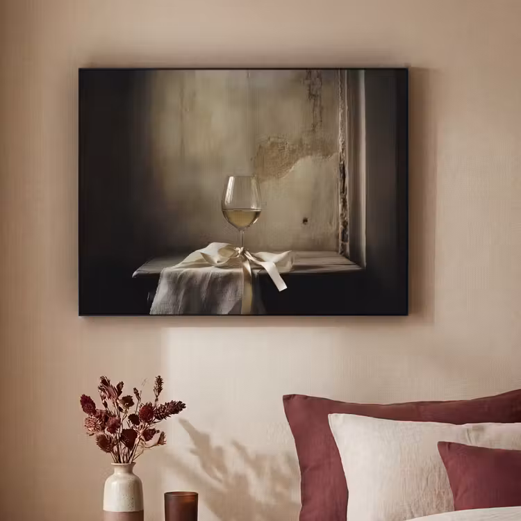 Strik - Beige - Witte - Wijn Textielframe - compleet frame klein -sfeer1