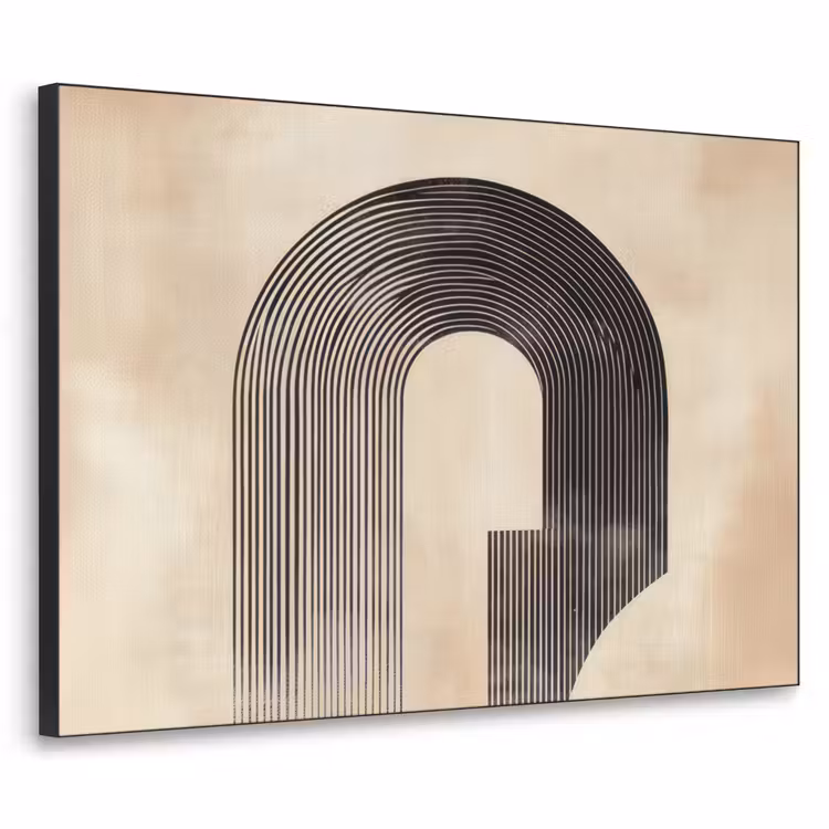 Boog - Strepen - Minimalistisch - Zwart Textielframe zwart klein -3d