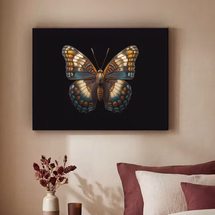 Vlinder - Kleurrijk - mozaïekachtig Textielframe - compleet frame klein -sfeer1