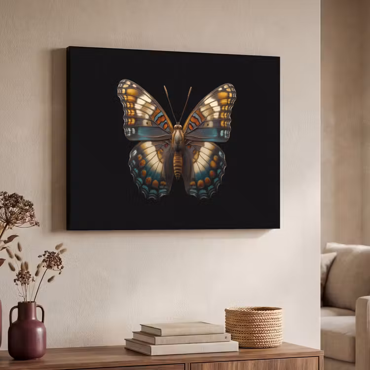 Vlinder - Kleurrijk - mozaïekachtig Textielframe - compleet frame klein -sfeer3