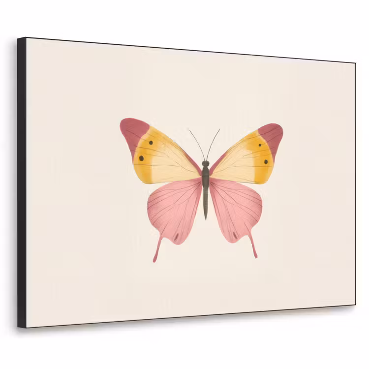 Vlinder - Illustratie - Roze Textielframe zwart klein -3d