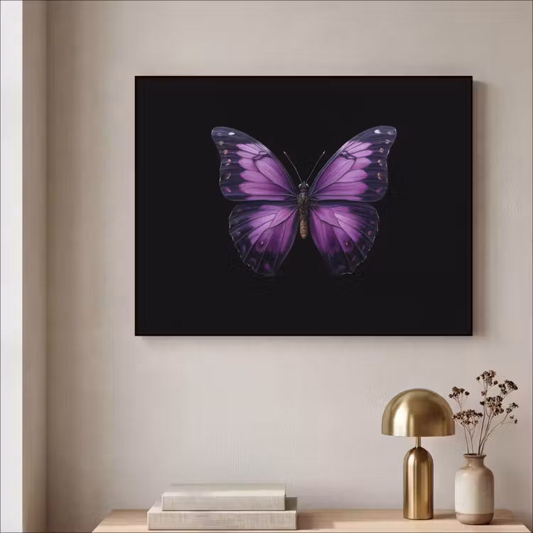 Vlinder - Paars - Levendig Textielframe - compleet frame klein -sfeer2