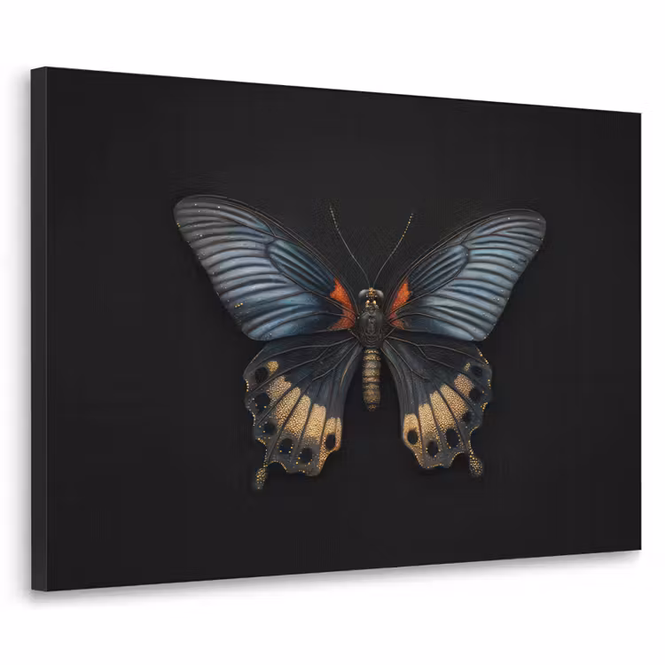 Vlinder - Metaalachtig - Geometrisch patroon Textielframe - compleet frame klein -3d