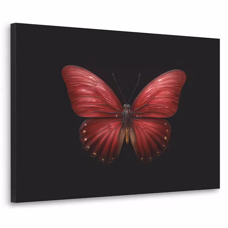 Vlinder - Rood - Minimalistisch Textielframe - compleet frame klein -3d