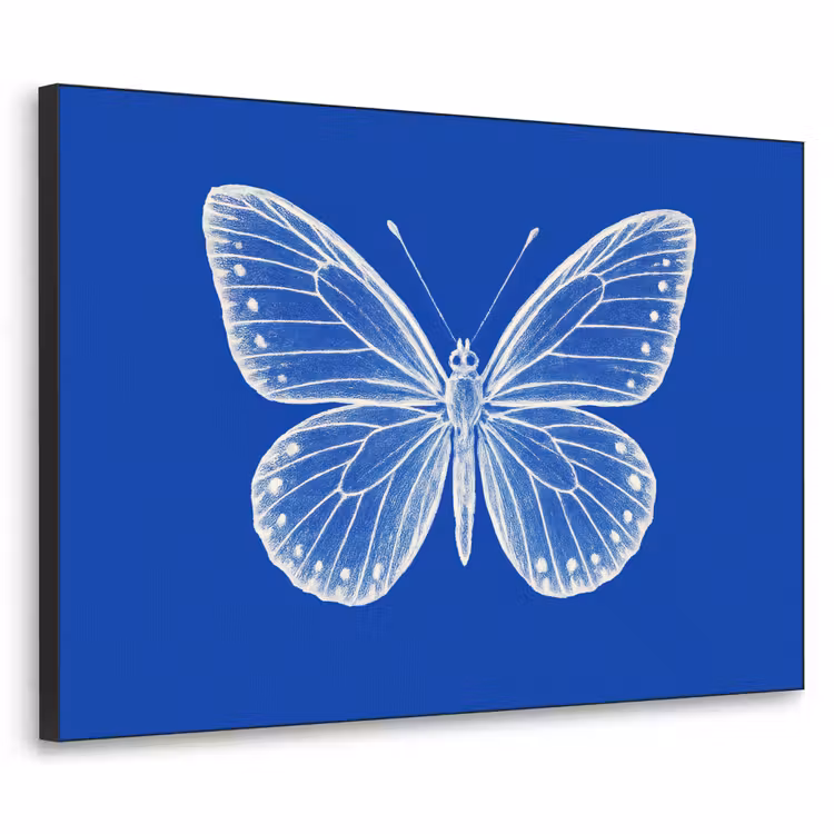 Vlinder - Wit - Getekend - Stippen Textielframe zwart klein -3d