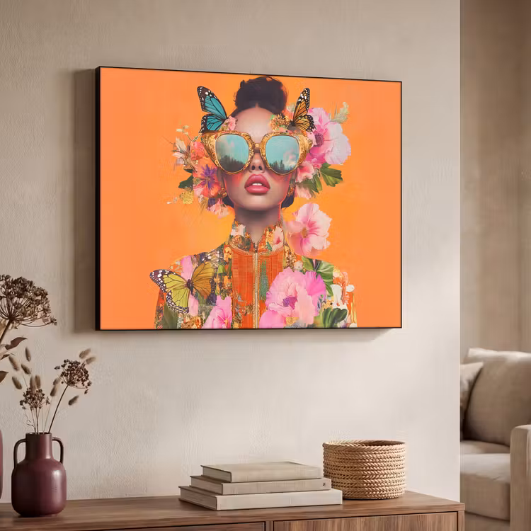 Vlinders - Vrouw - Zonnebril - Kleurrijk Textielframe - compleet frame klein -sfeer3