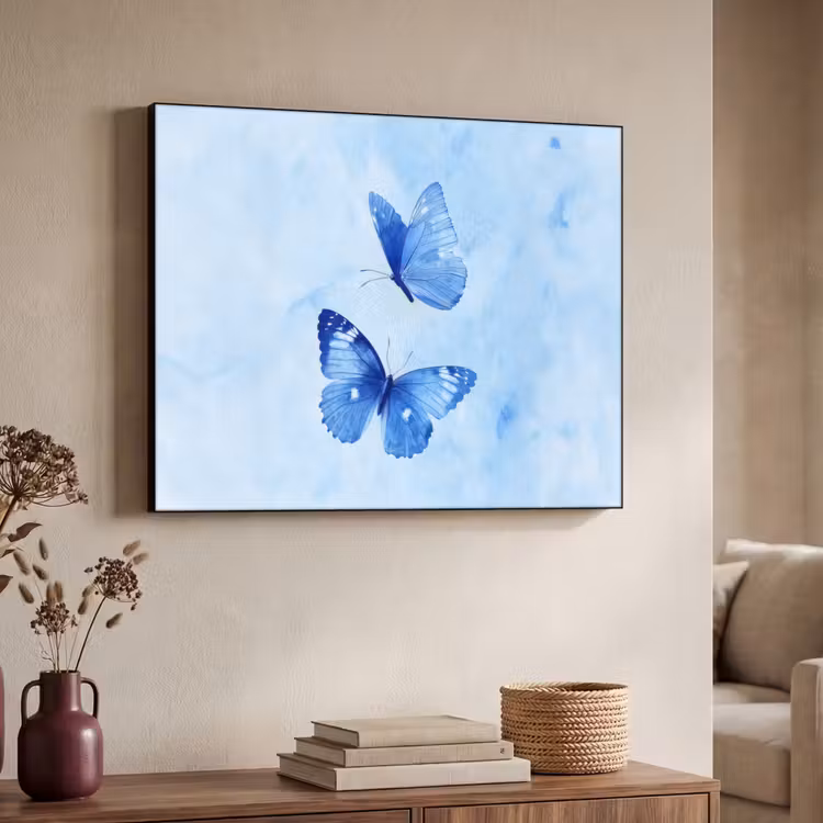Vlinders - Sierlijk - Blauw Textielframe - compleet frame klein -sfeer3