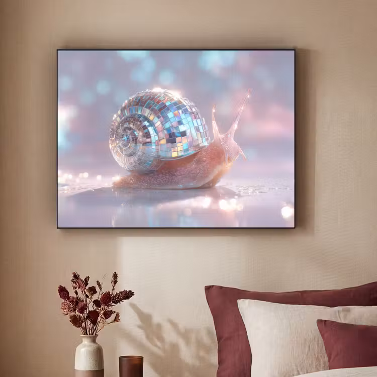 Slak - Disco - Mozaïek - Blauw Textielframe zwart klein -sfeer1