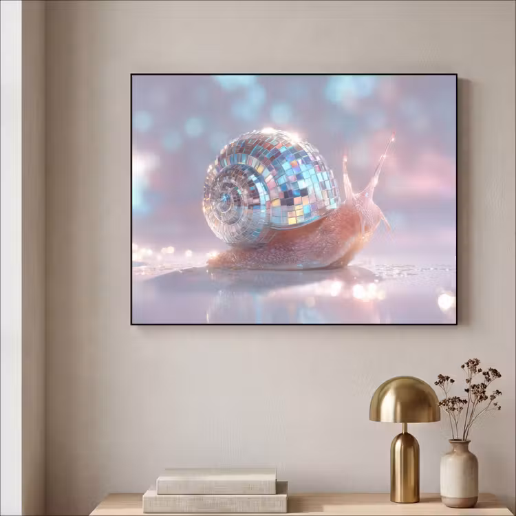 Slak - Disco - Mozaïek - Blauw Textielframe zwart klein -sfeer2