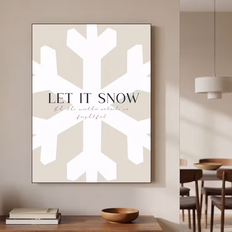 Sneeuw - Japandi - Winter - Decoratie Textielframe zwart klein -sfeer2