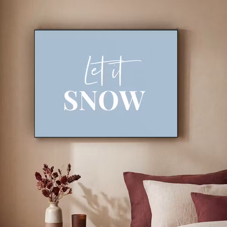 Sneeuw - Winter - Blauw - Let it snow Textielframe zwart klein -sfeer1