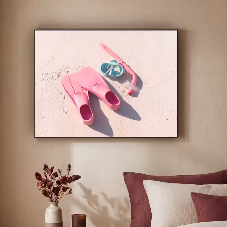 Snorkelset - Strand - Zomer - Roze Textielframe zwart klein -sfeer1