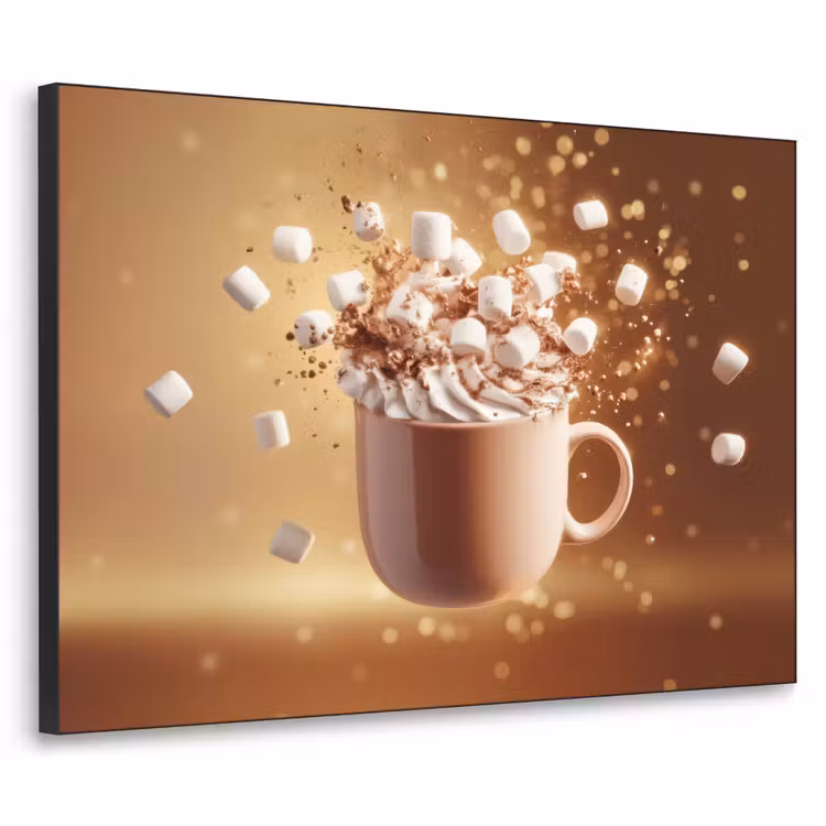 Chocomelk - Drinken - Warm - Bruin Textielframe zwart klein -3d