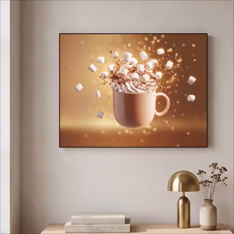 Chocomelk - Drinken - Warm - Bruin Textielframe - compleet frame klein -sfeer2