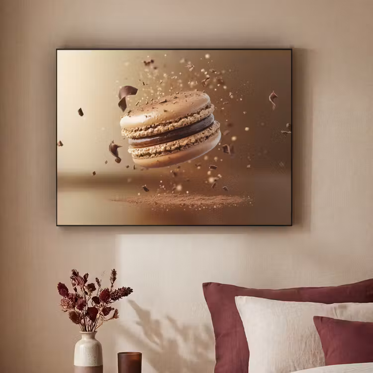 Chocolade - Macarons - Eten - Snoep Textielframe zwart klein -sfeer1