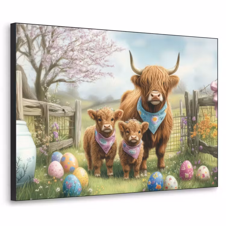 Schotsehooglanders - Paaseieren - Lente Textielframe zwart klein -3d