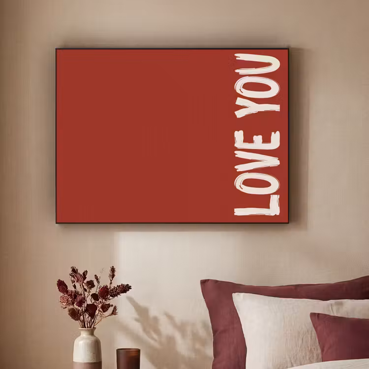 Schuin - Loveyou - Rood Textielframe zwart klein -sfeer1