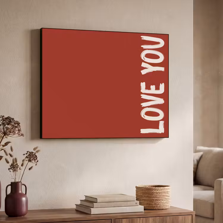 Schuin - Loveyou - Rood Textielframe zwart klein -sfeer3