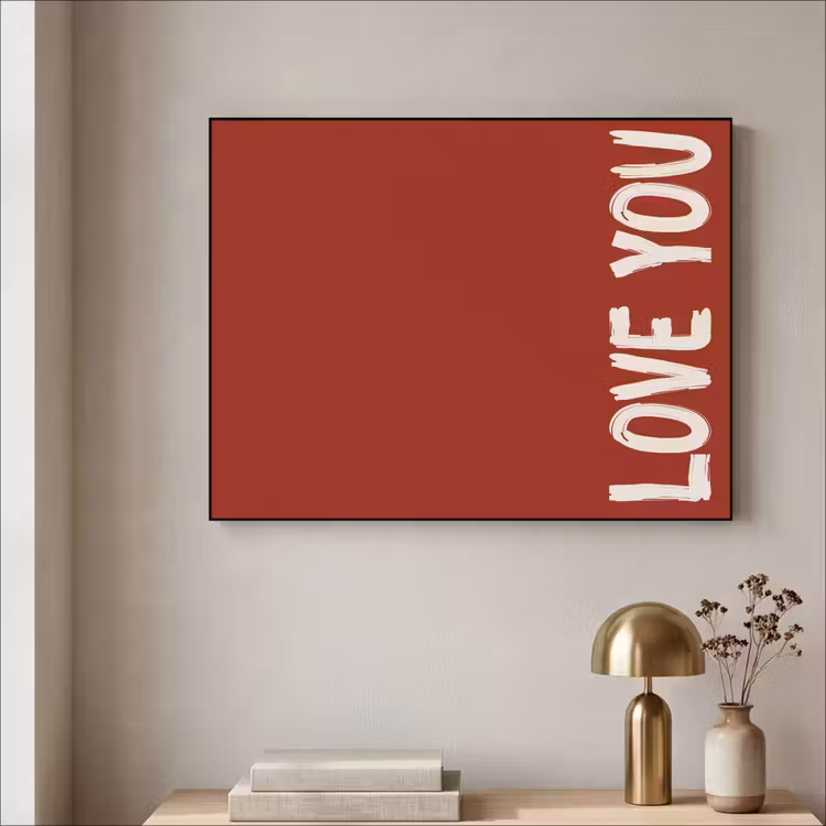 Schuin - Loveyou - Rood Textielframe - compleet frame klein -sfeer2